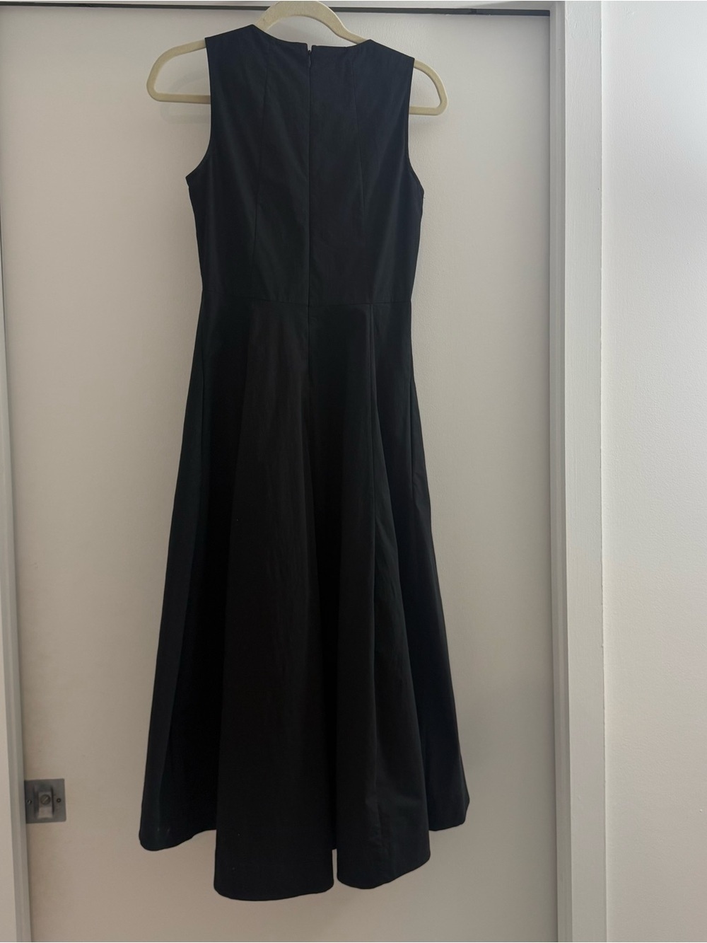 COS Waisted Pleated Sleeveless Midi Dress Black High Low Hem Small Minimalist - Picture 6 of 11